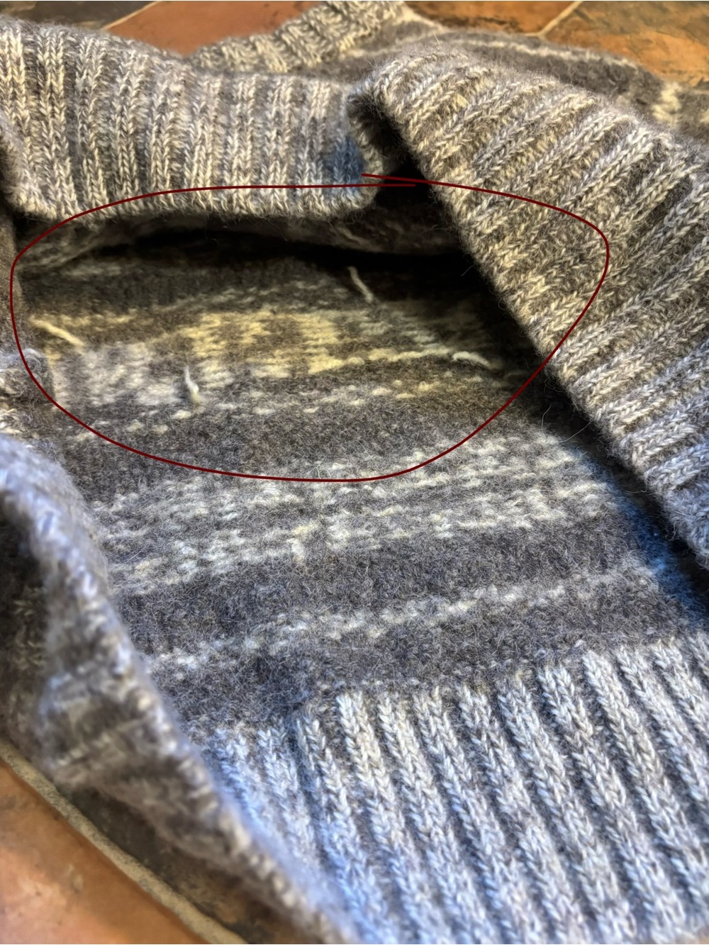 GANNI Grey Organic Wool Logo Knit Cropped Fair Isle Sweater S - Picture 16 of 16